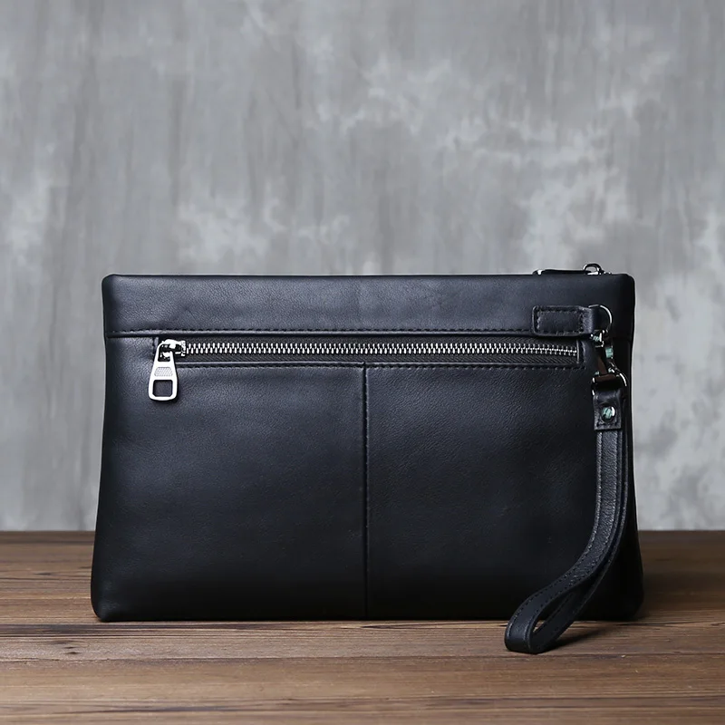 Niche Senior Sense Of Men's Long Clutch Bag Genuine Leather Document Bag Head Layer Cowhide Business Simple Envelope Bag