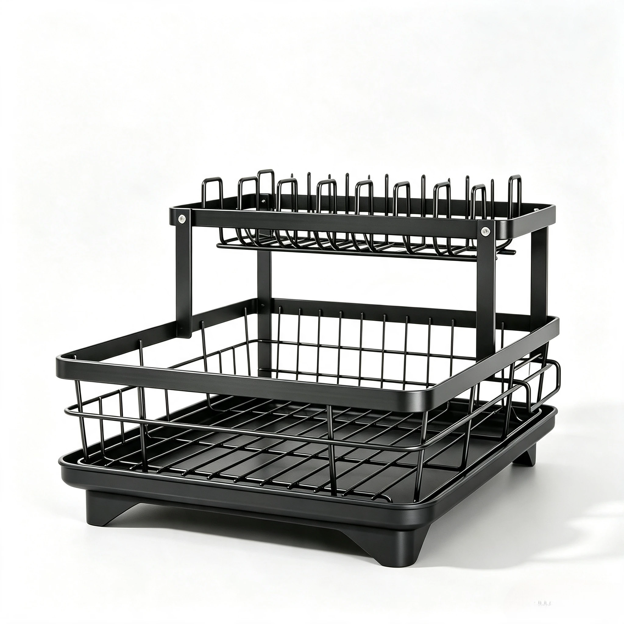 Multifunctional Black Metal Kitchen Dish Rack