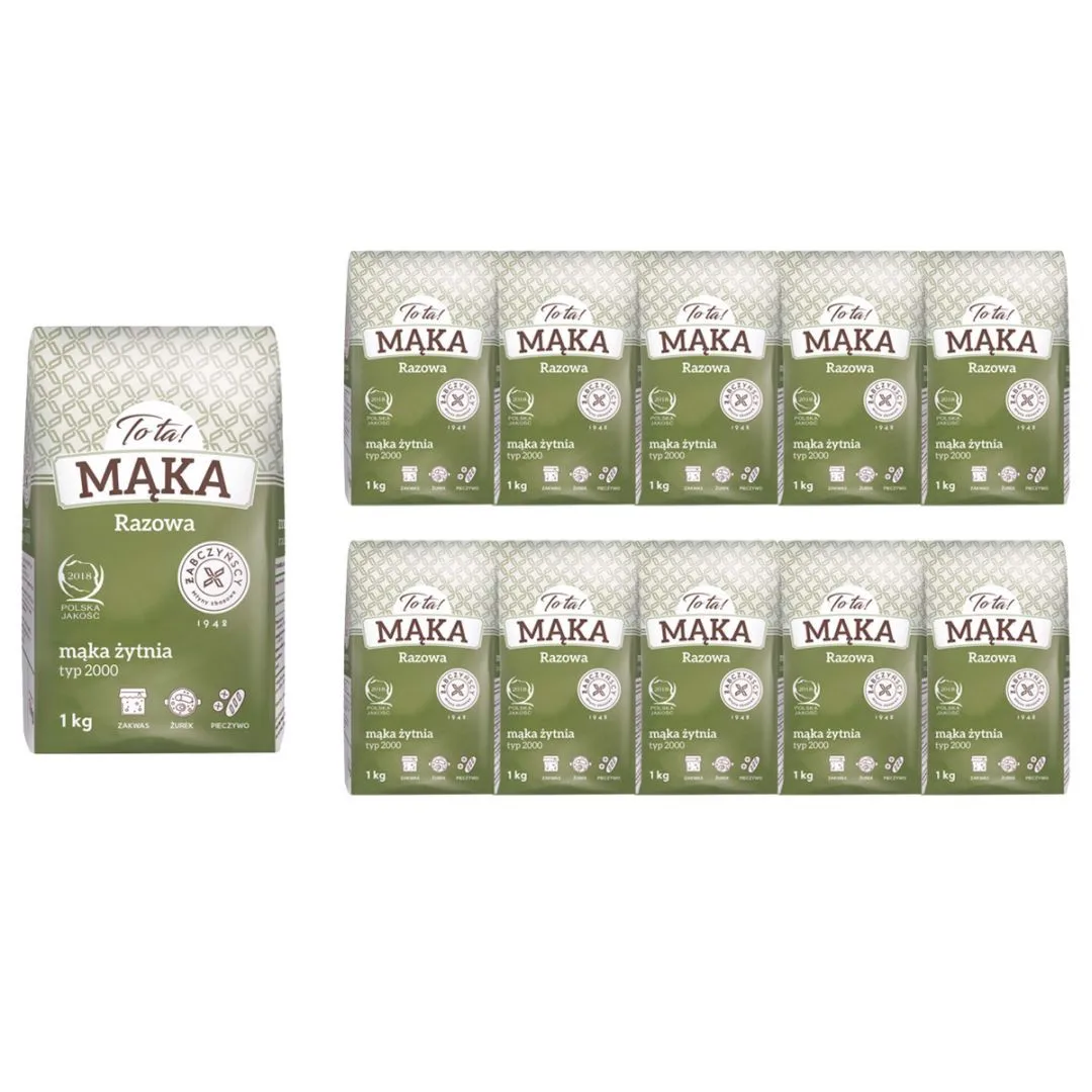 ¡Tota! Harina de centeno tipo entero, 2000, 1 kg x 10 unidades