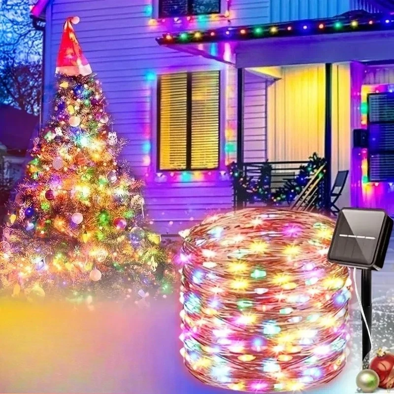 Solar LED Fairy Lights Outdoor Waterproof Multicolor Garden Tree Party Wedding Christmas Home Indoor Decor