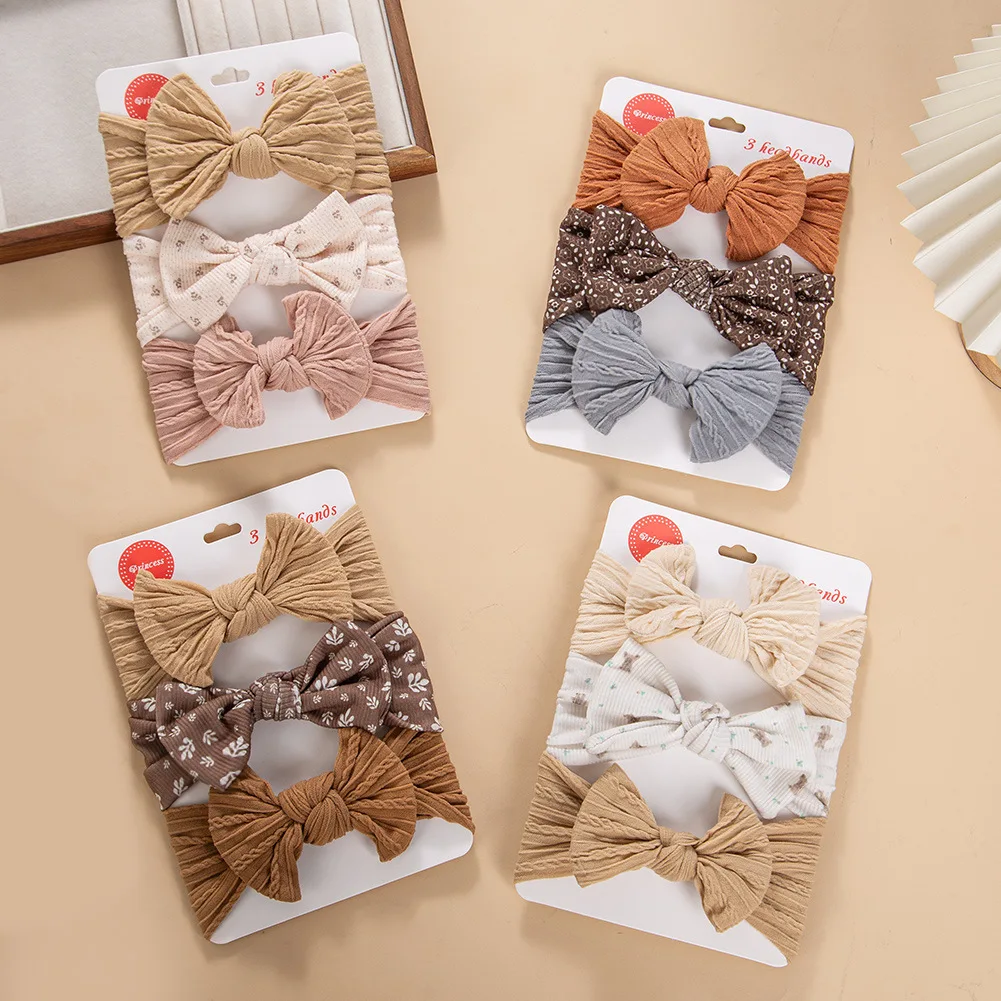 

3pcs Nylon Baby Headband Bow Headwraps Set for Newborn Cute Hair Accessories Summer Spring Children Headbands Toddlers Hairbow