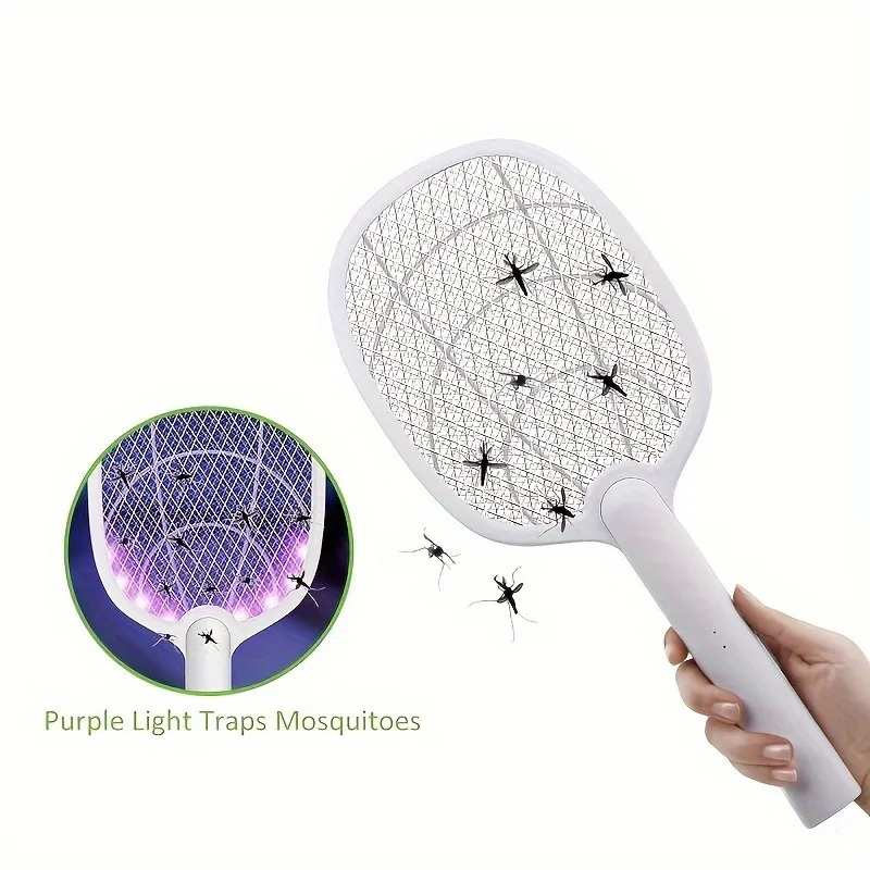 1pc, Electric Fly Swatter, Mosquito Swatter, Instant Fly Swatting Rechargeable Racket, Mosquito Killer, USB Rechargeable images - 6