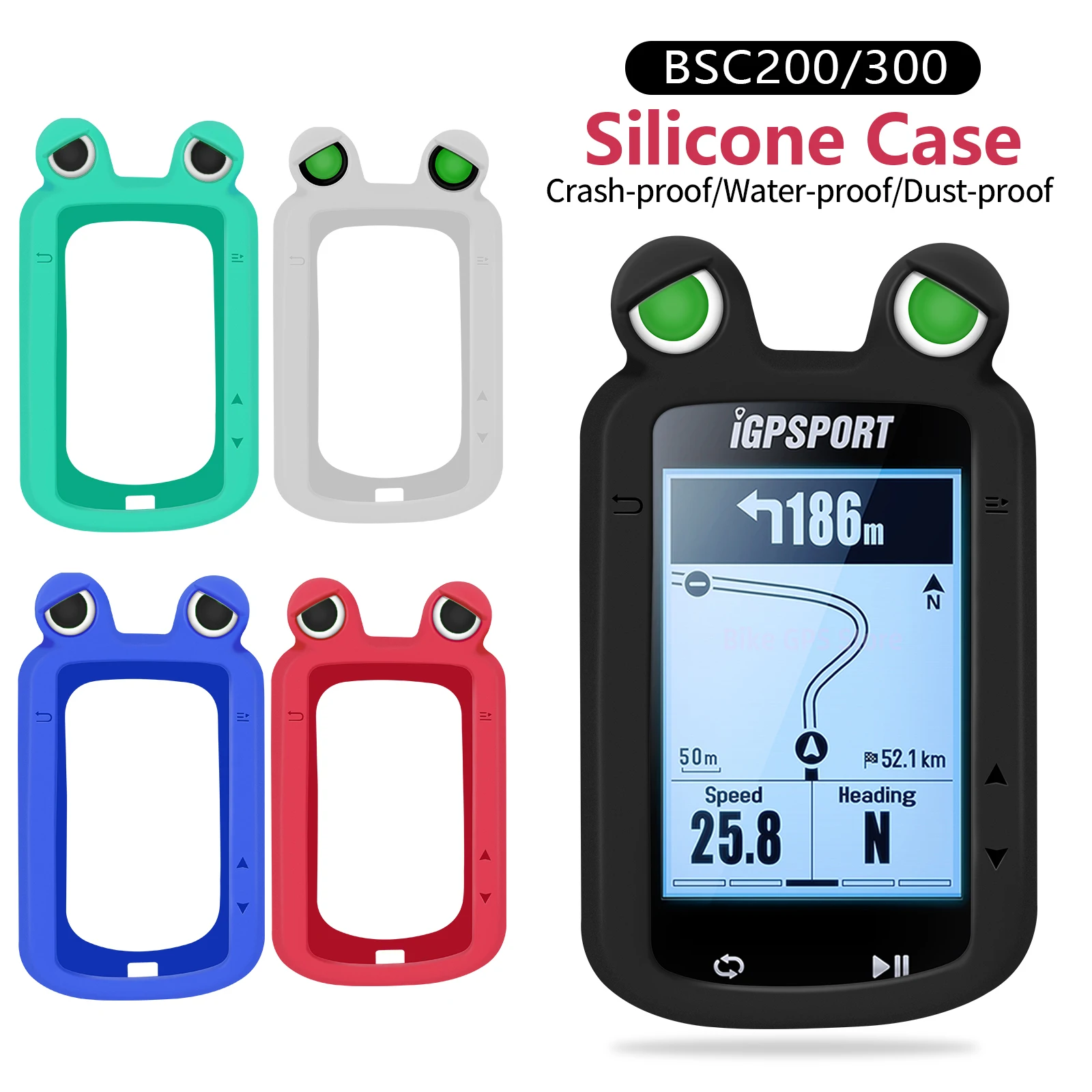 IGPSPORT BSC200 BSC300 Frog\'s Eye Bike Computer Silicone Case Miękki i bezpieczny futerał Kolarstwo GPS Skórka ochronna Osłona skorupy