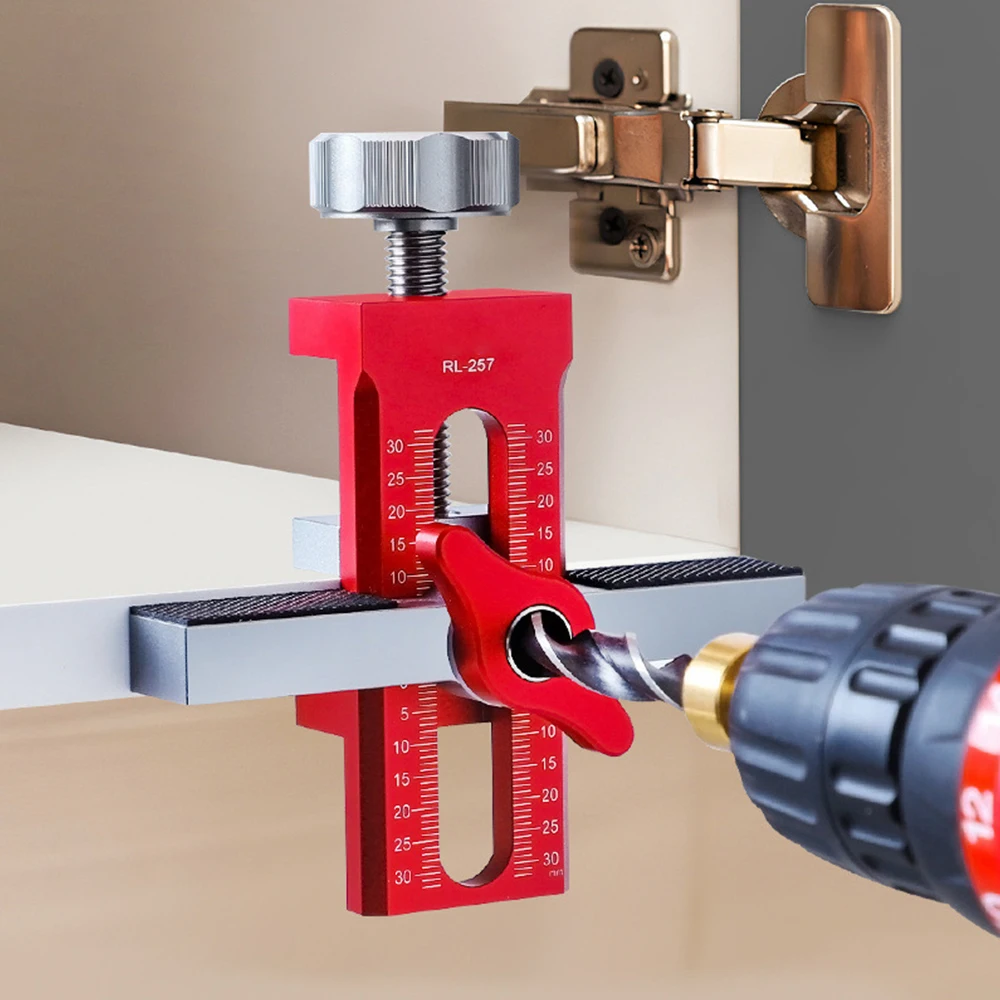 

Wardrobe Cabinet Door Panel and Rebounder Punched Mounting Jig Woodworking 10mm Doweling Drilling Guide Locator Installing Clip