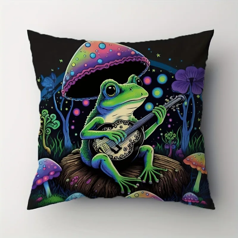 Music Frog Pillowcase For Household Sofas Office Chairs Pattern Printed Pillowcases Cushions Pillowcases Suitable For Sofa Beds