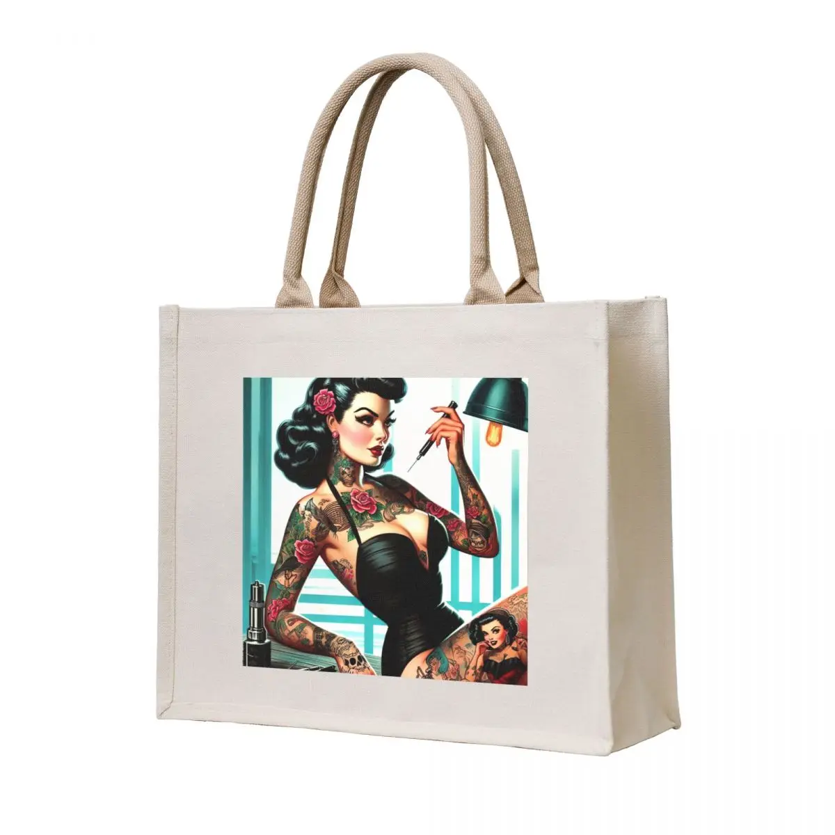 

Old School Tattoo Pin-up Tote Bag Gift bag Women's bags foldable reusable bag