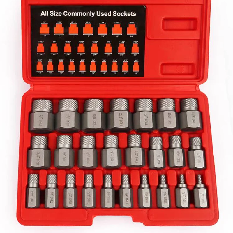 

25pcs Internal Hexagonal Screw Extractor Broken Head Sliding Thread Sliding Tooth Nut Damaged Rusted Bolt Cap Extractor Tool