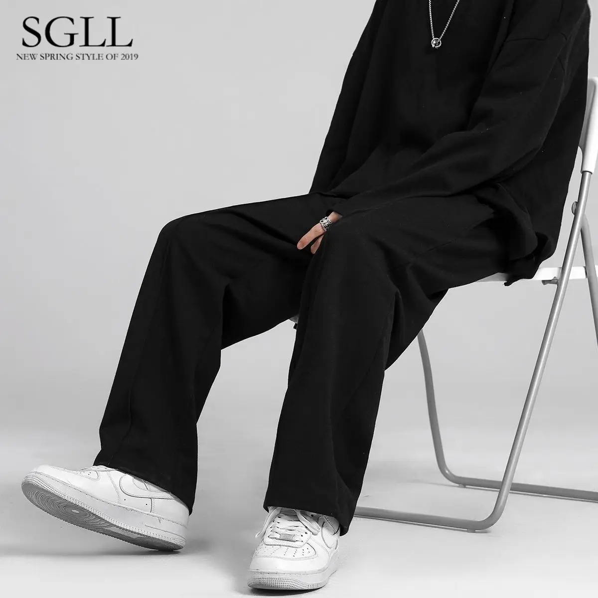 

Men's Korean Style Instagram Trendy and Versatile Stylish Men's Casual Pants Wide-leg Straight-leg Pants Loose Sporty Sweatpants