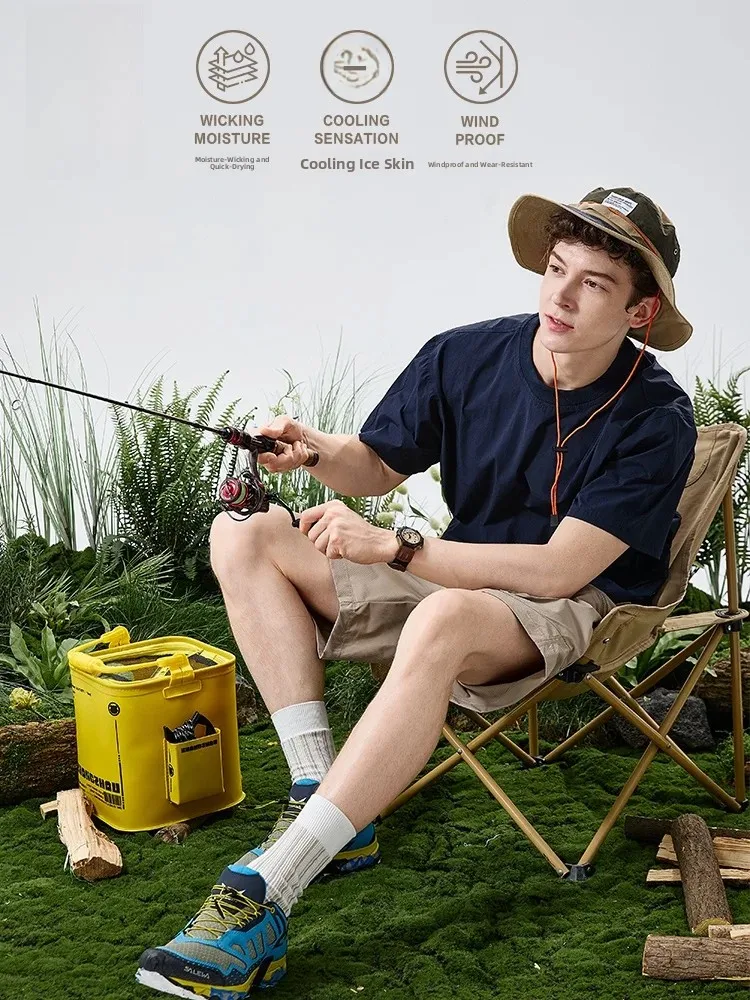 LAZY DAY Outdoor Mountain Series Men's T-Shirt Quick Dry Loose Fit Short Sleeve Summer Lightweight Cool Feeling Hiking Workwear