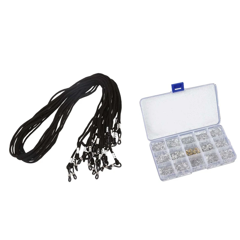

ABRT-12 Pcs Nylon Eyeglass/Spectacle/Sunglass/Eyewear Cord Holder Neck String & 300 PCS Silicone Nose Pads For Glasses Repair Ac
