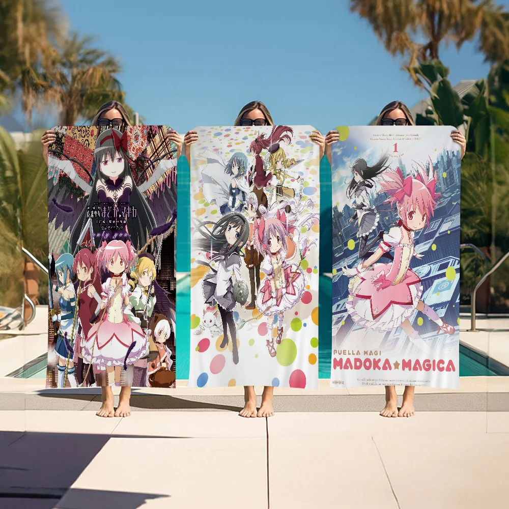 Puella Magi Madoka Magica Beach Towel Colorful Bath Towels Microfiber Quick Dry Custom Sand Free Beach Yoga Spa Gym Pool