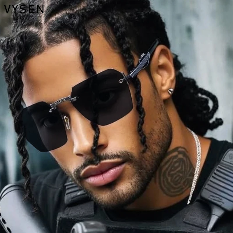 

Steampunk Rimless Square Sunglasses Men 2025 Luxury Brand Vintage Polygon Sun Glasses For Male Driving Outdoor Shades Eyewear