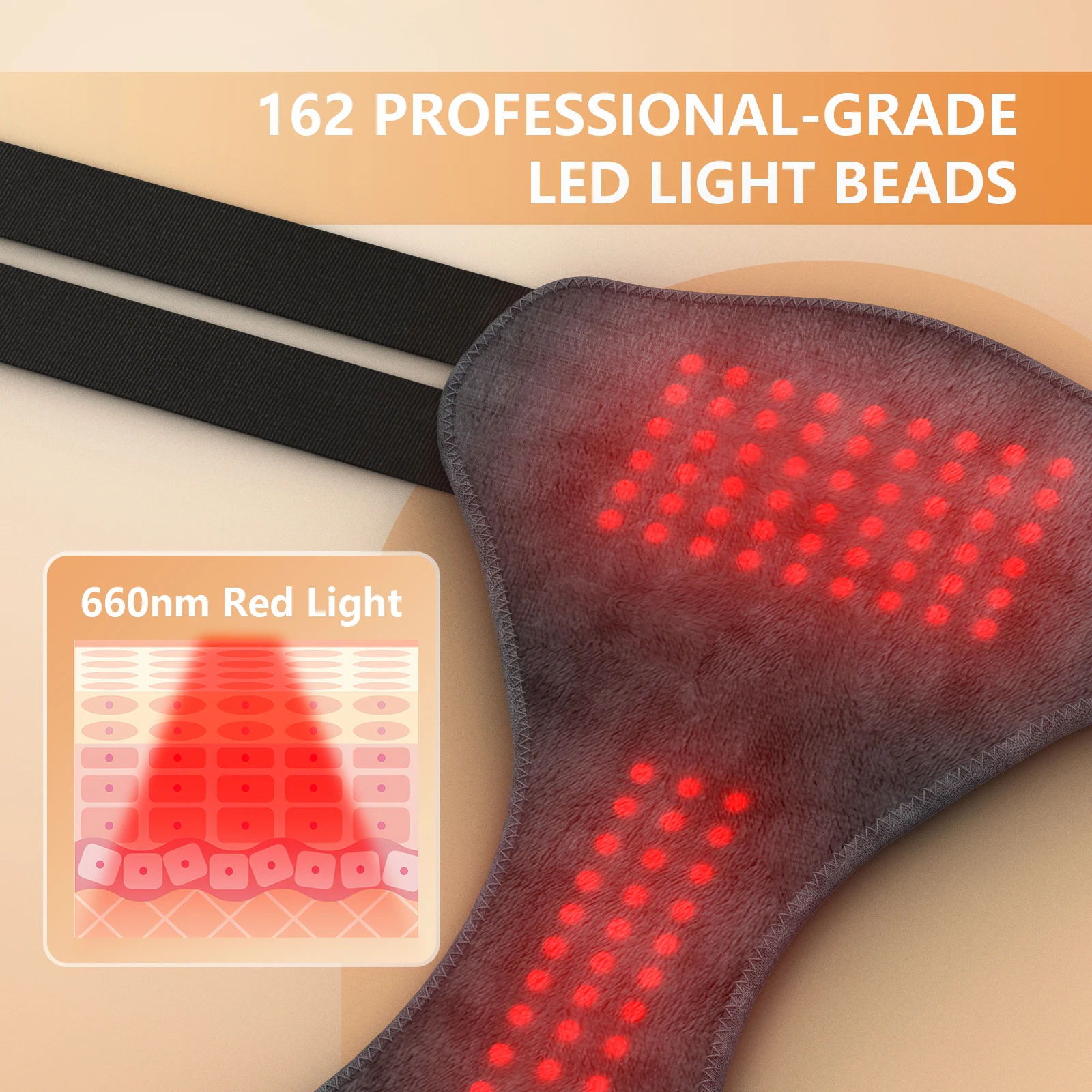 العلاج بالضوء الأحمر التدفئة تدليك السراويل 162 قطعة حبيبات مصباح مستديرة متفاوتة الأحجام 620nm العلاج الطبيعي بالأشعة تحت الحمراء حزام لف لتخفيف الآلام واسترخاء العضلات #5