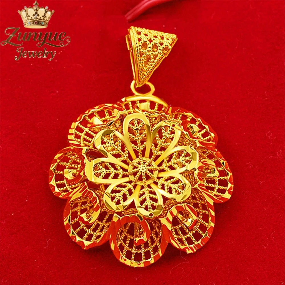 

Sand Gold Hollowed-Out Three-Dimensional Flower Pendant Luxury Quality Jewelry Fashion Jewelry Exquisite Charms Elegant Popular