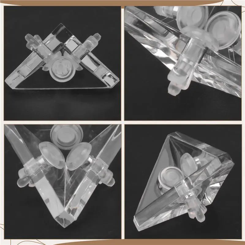 BHBD-12Pcs Acrylic Corner Brackets With Semitransparent Screws Clear 3-Hole Right Angle Joint Brace Brackets