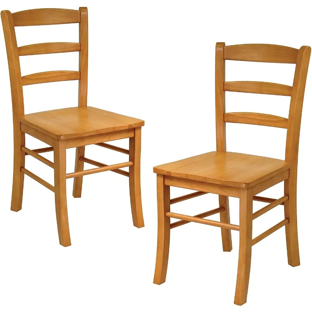 Wood Ladder Back Chair, Light Oak, 2 Pieces (34232), FURNITURE