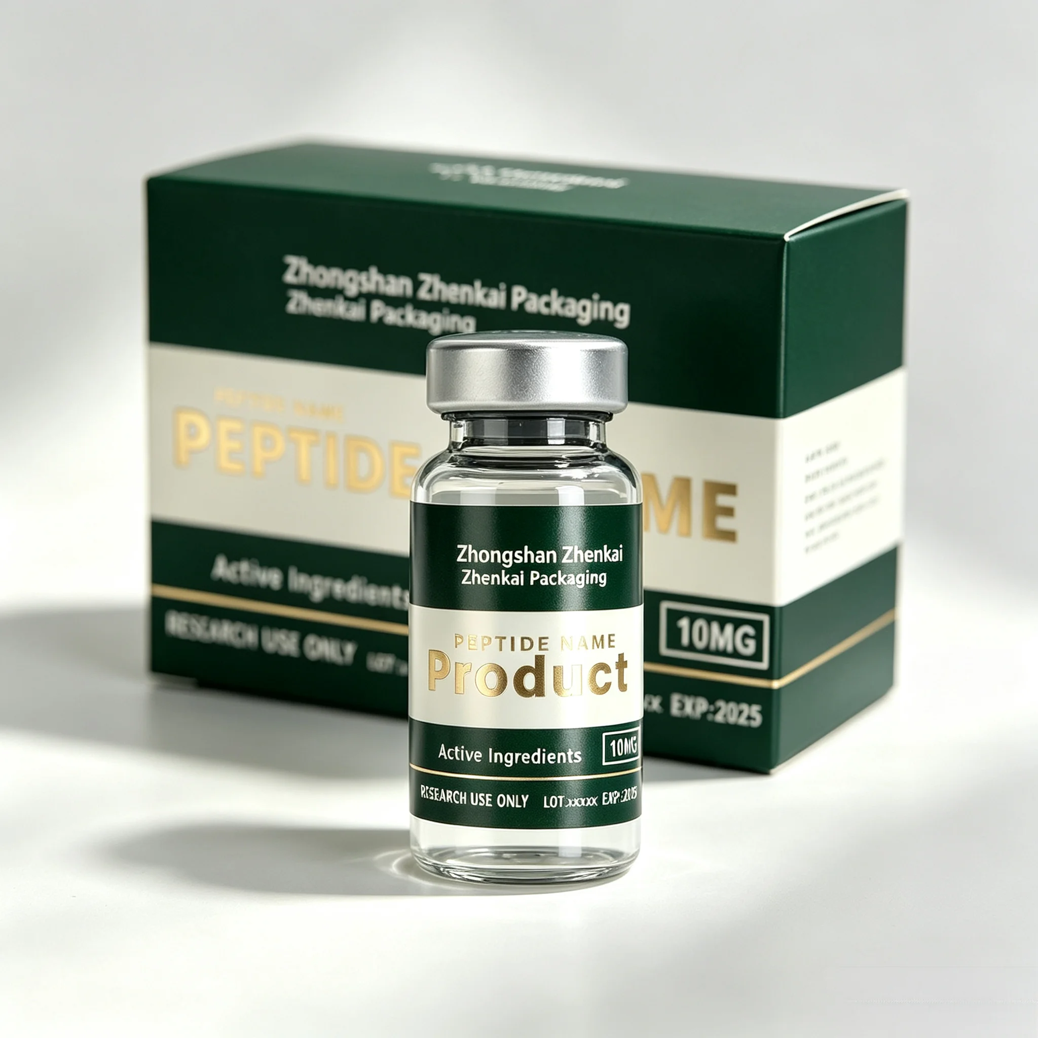 Custom Vinyl Peptide Vial Self Adhesive Labels HD Waterproof Printed Packaging Boxes Fit Cosmetic Fitness Supplement Vials view 2