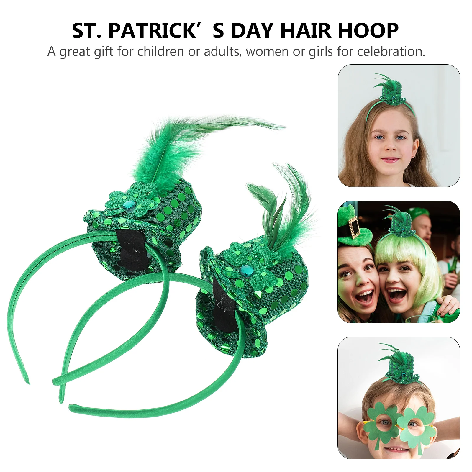 قطعتان من عصابات رأس قبعة عيد القديس باتريك باللون الأخضر للحفلات آمنة ومتينة وليس من السهل كسر هدية رائعة للأصدقاء والأقاربين