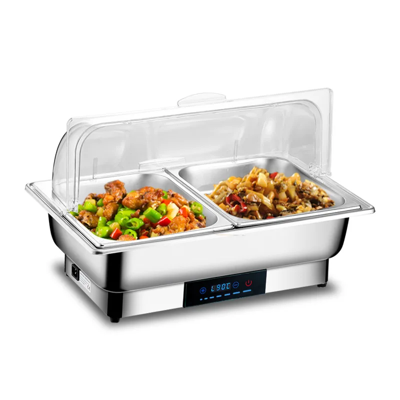 

Stainless Steel Electric Heating Buffet Furnace Flip Visual Breakfast Insulation Furnace