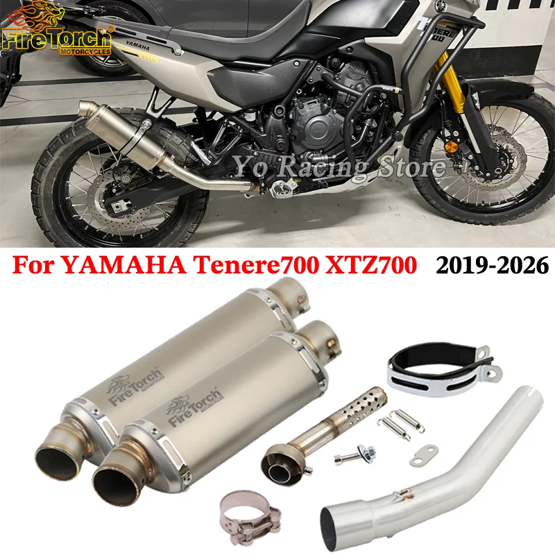 Motorrad-Auspuffanlage Mittelrohr Schalldämpfer DB Killer Slip-On für YAMAHA Tenere700 Tenere 700 XTZ700 XTZ-700 2019 - 2026