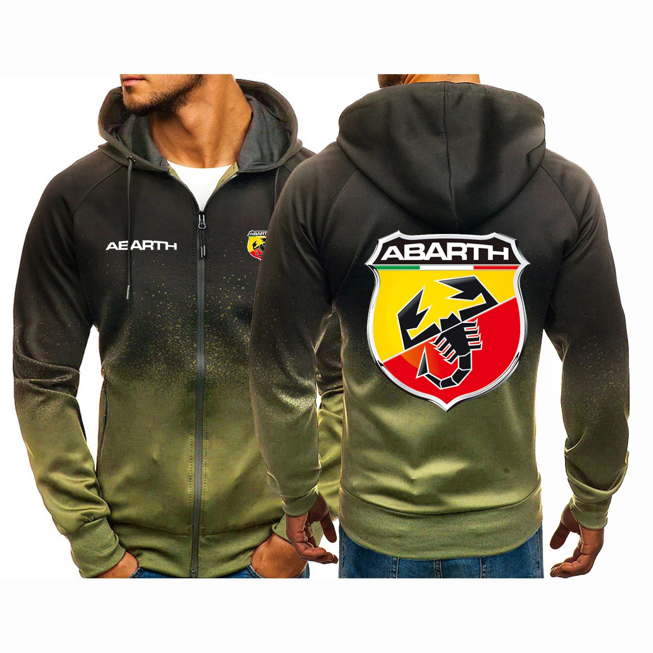 2024 New Abarth Men Hooded Zipper Sweatshirt Jacket Fashion Tie-Dye Design Spring and Autumn Fashion Coat Casual Long Sleeve