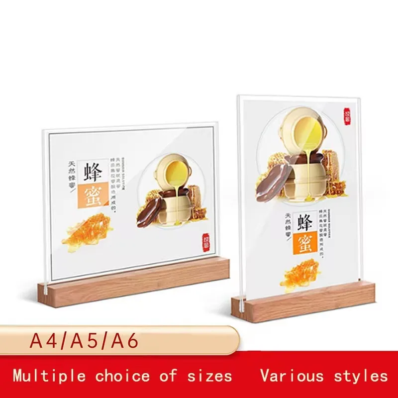 AcryLic TabLe Card DispLay Board A4 A5 A6 Beech Base VerticaL TabLe Sign HoLder BLank CLear L-Style Strong TabLe Signboard Card