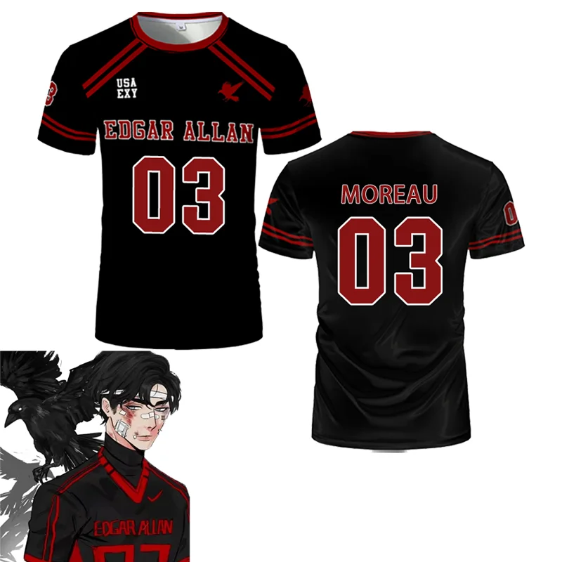 Джерси Эдгар Аллана 2025 года, детские футболки с 3D принтом «Foxhole Court Moreau», летние новые мужские и женские футболки с короткими рукавами, топы, игровая форма