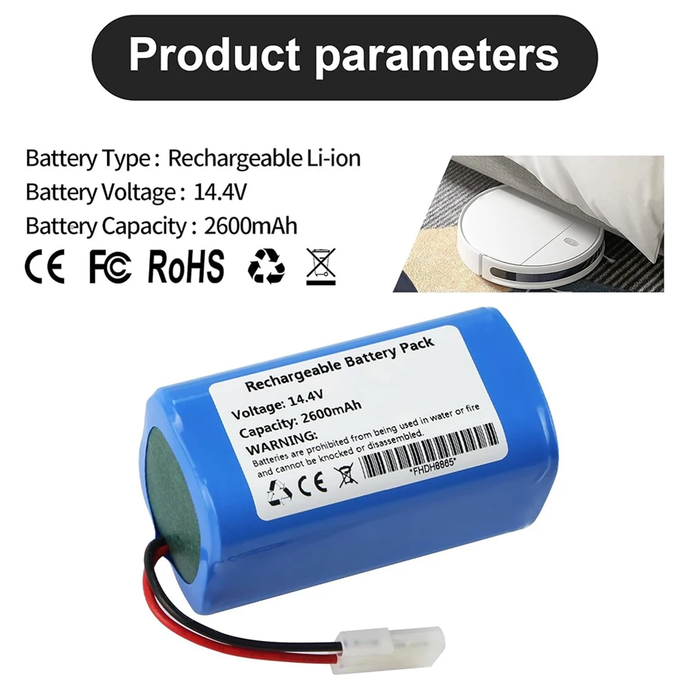 

14.4V 2600mAh Replacement Battery for Xiaomi MI G1 Mop Essential MJSTG1 SKV4136GL Phicomm X3 Panasonic MC-WRC53 Robot Vacuum