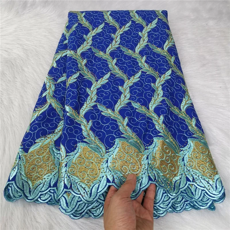 

Royalblue-Nigerian African Swiss Voile Lace Fabric, 100% Cotton, Wedding Party Dress Sewing, High Quality, 2023