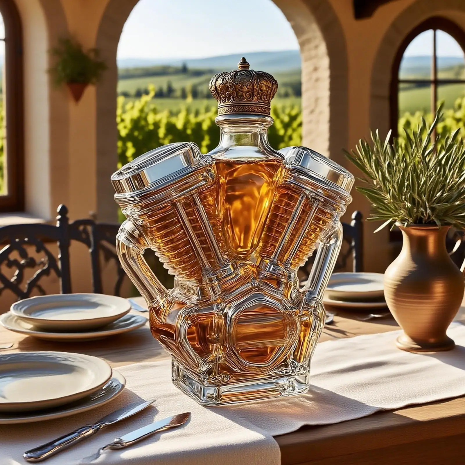 Botella de whisky, decantador decorativo para decoración del hogar, contenedor de Alcohol con forma de motor de motocicleta para vitrina de comedor