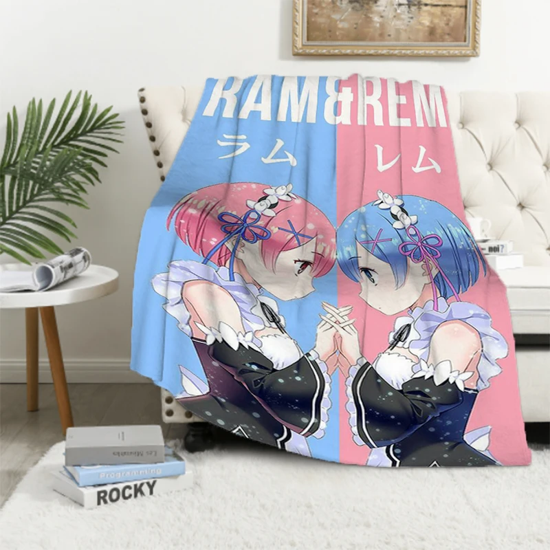 

Anime Blanket Ram Rem Cartoon Anime Sofa Blankets for Bed Furry Summer Comforter Fluffy Soft Blankets & Throws Throw Double Home