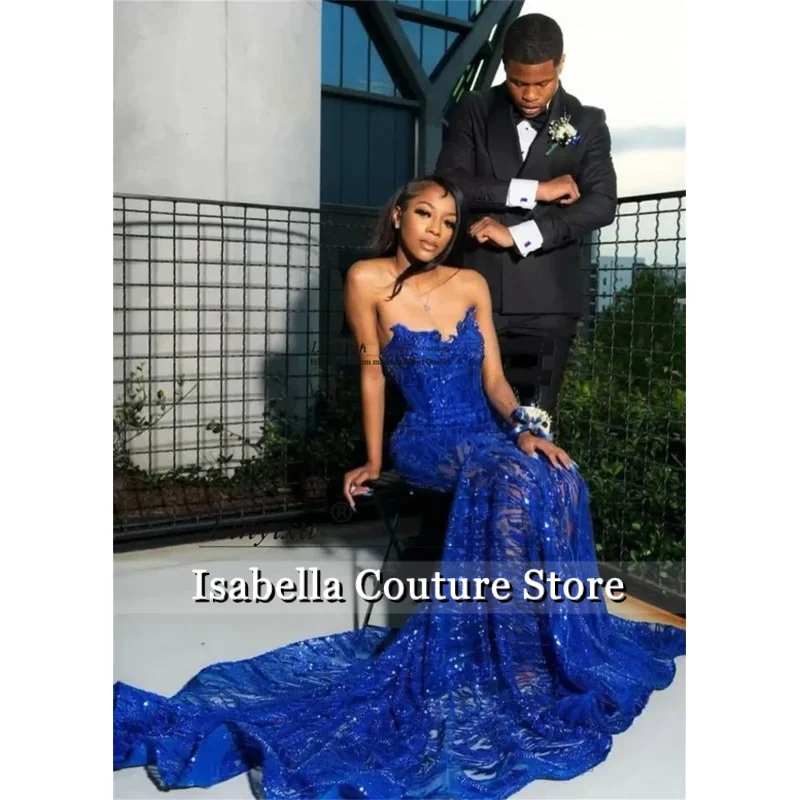 

Luxury Diamond Crystal Mermaid Prom Dress Customized Aso Ebi Robes De Soiree For Black Girls Glitter Sequins Wedding Party Gown