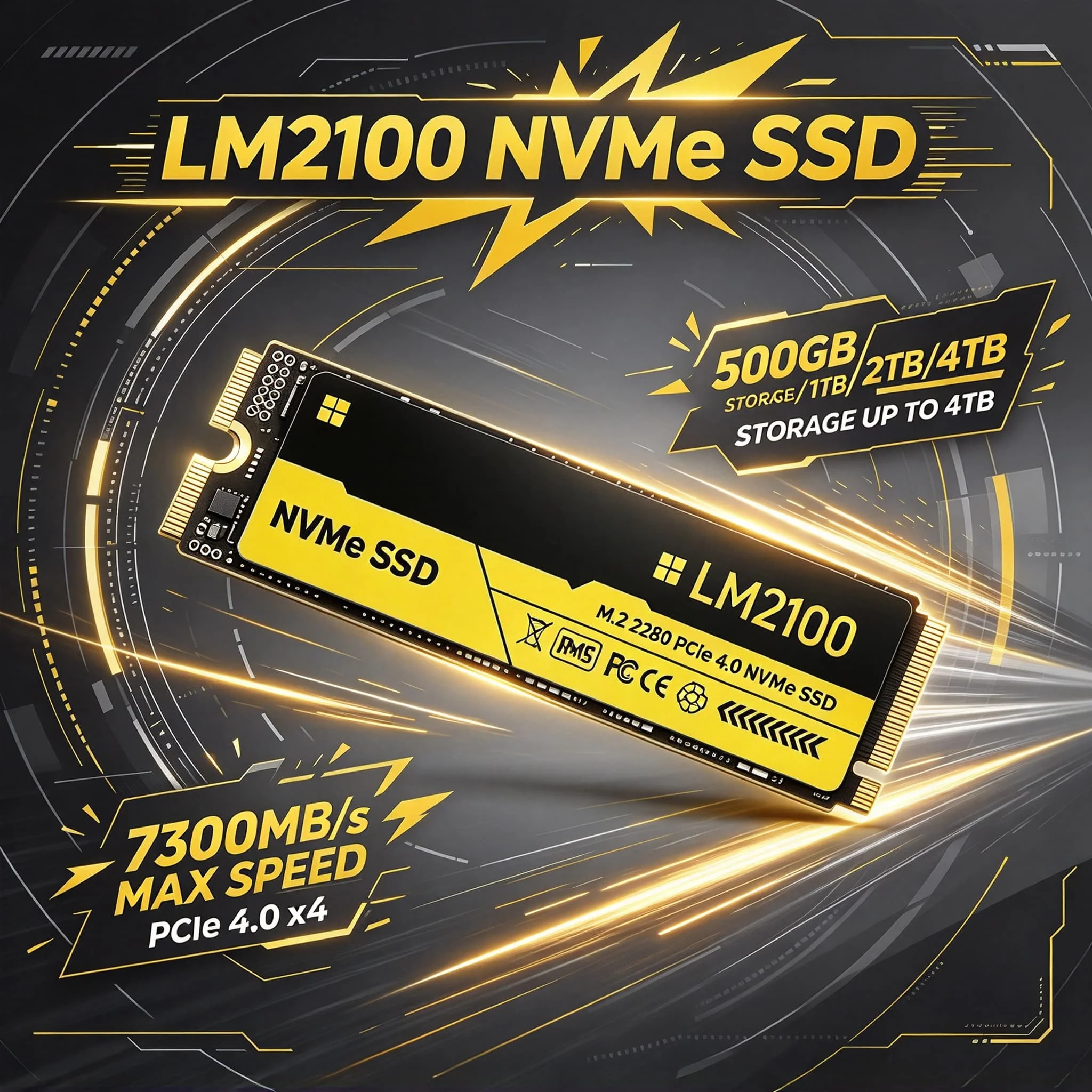 500GB 1TB 2TB 4TB LM2100 M.2 NVMe PCIe Gen4 SSD New Embedded Solid State Drive Game Office Notebook PC Daily Data Backup Storage