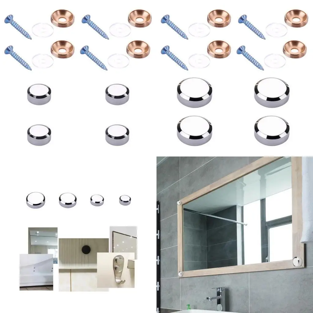  4Pcs Mirror Screws Caps Cover Nails Fasteners Flat Decorative Caps Hardware