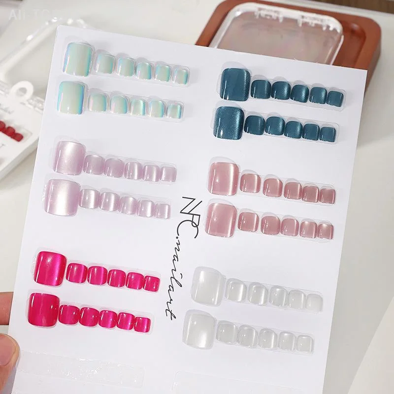 10 Pcs/Box French Fake Nails G - Nail Art Extension Cat Eye recension och pris