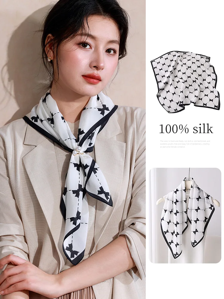 シルクスカーフ女性の薄い新しい秋の小さな正方形スカーフ首保護ハイエンドセンセーションスカーフスカーフとラップアクセサリー