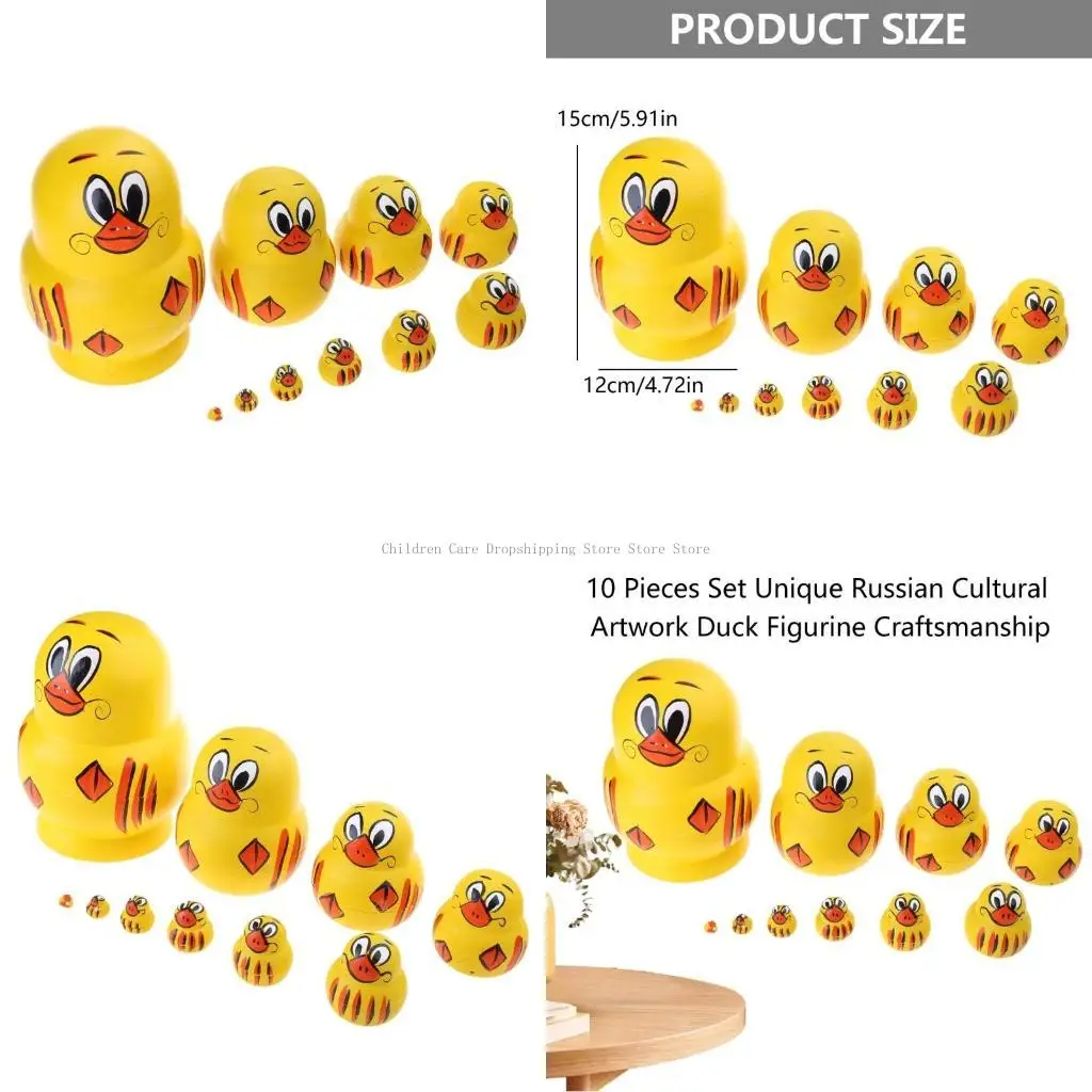 

10 Pieces Set Unique Russian Cultural Artwork Duck Figurine Craftsmanship