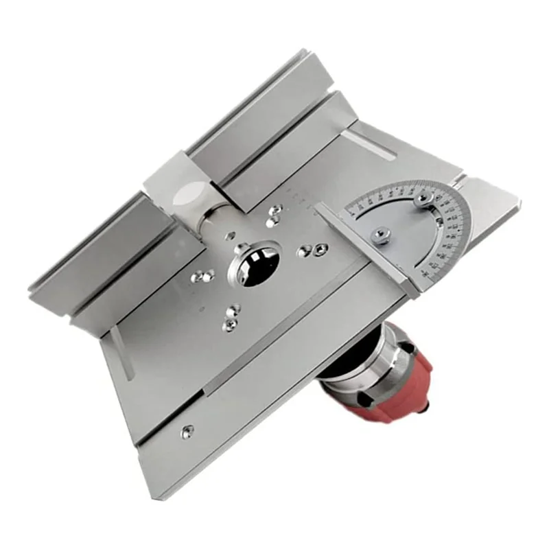 アップグレードアルミニウムルーターテーブルインサートプレート、マイターゲージ、テノンゲージ、ワークベンチ用フェンス付き、ウッドルータートリマー-BAAQ