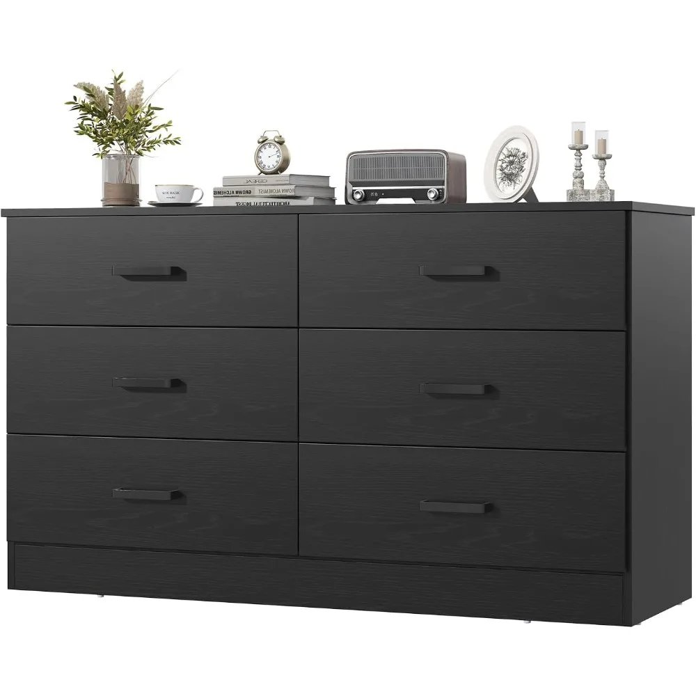 Bedroom wooden dresser, 6-drawer dresser with deep drawers, living room Large locker, 15.8 