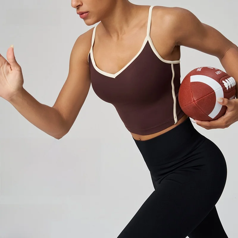 

Женский противоударный спортивный бюстгальтер Joomon с универсальной нагрудной подушечкой на тонких бретельках с цветными блоками, жилет для йоги и фитнеса