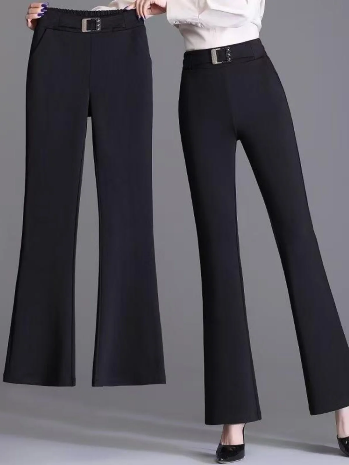 Women's Spring New Style Thin Loose Pants Casual Trousers Micro Flared Pants Drapey Feel Versatile Thin Polyester Fiber