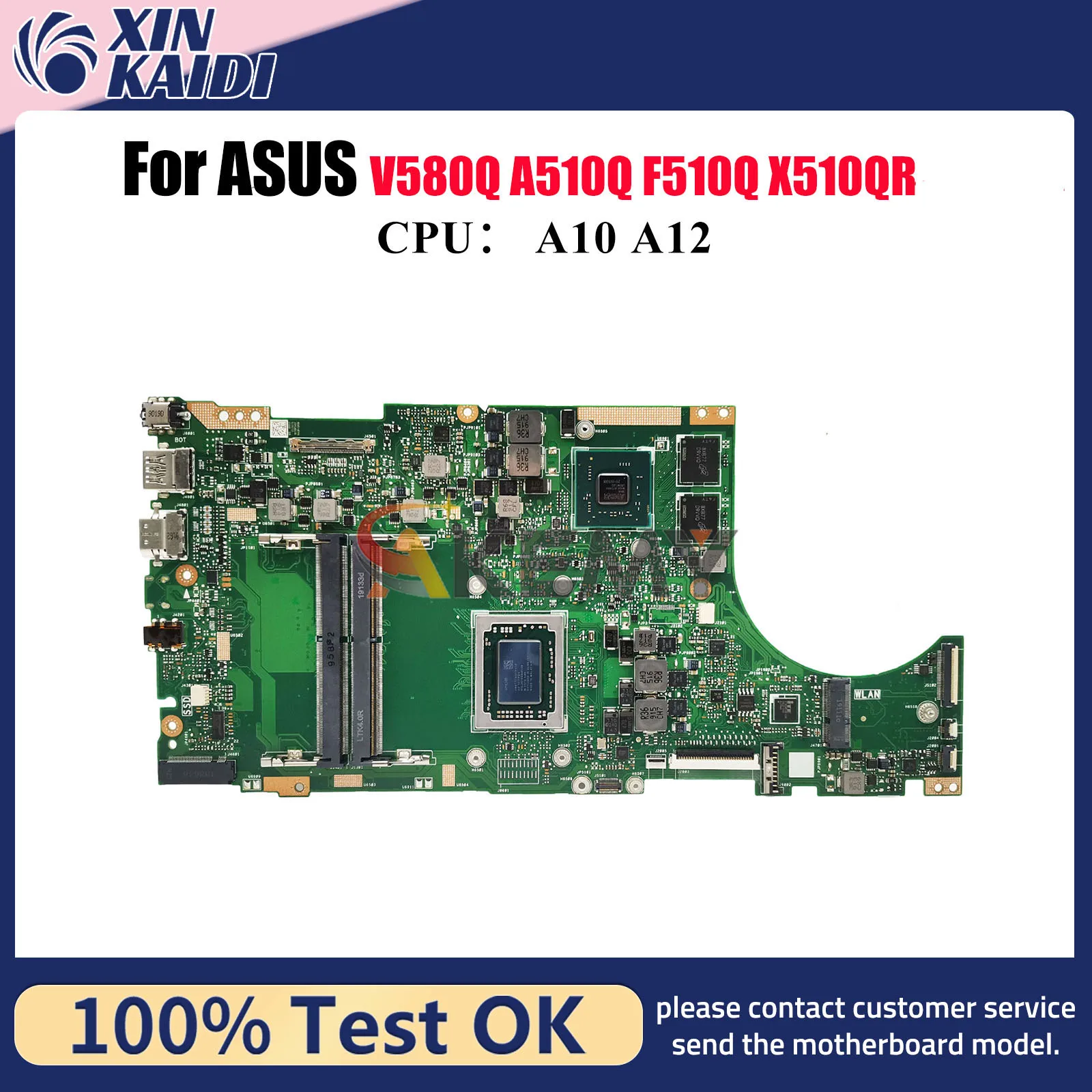 

X510QR Laptop Motherboard For ASUS VivoBook A510Q X510QR V580Q F510Q X510Q Notebook Mainboard With A10 A12 CPU 100% tests OK stk