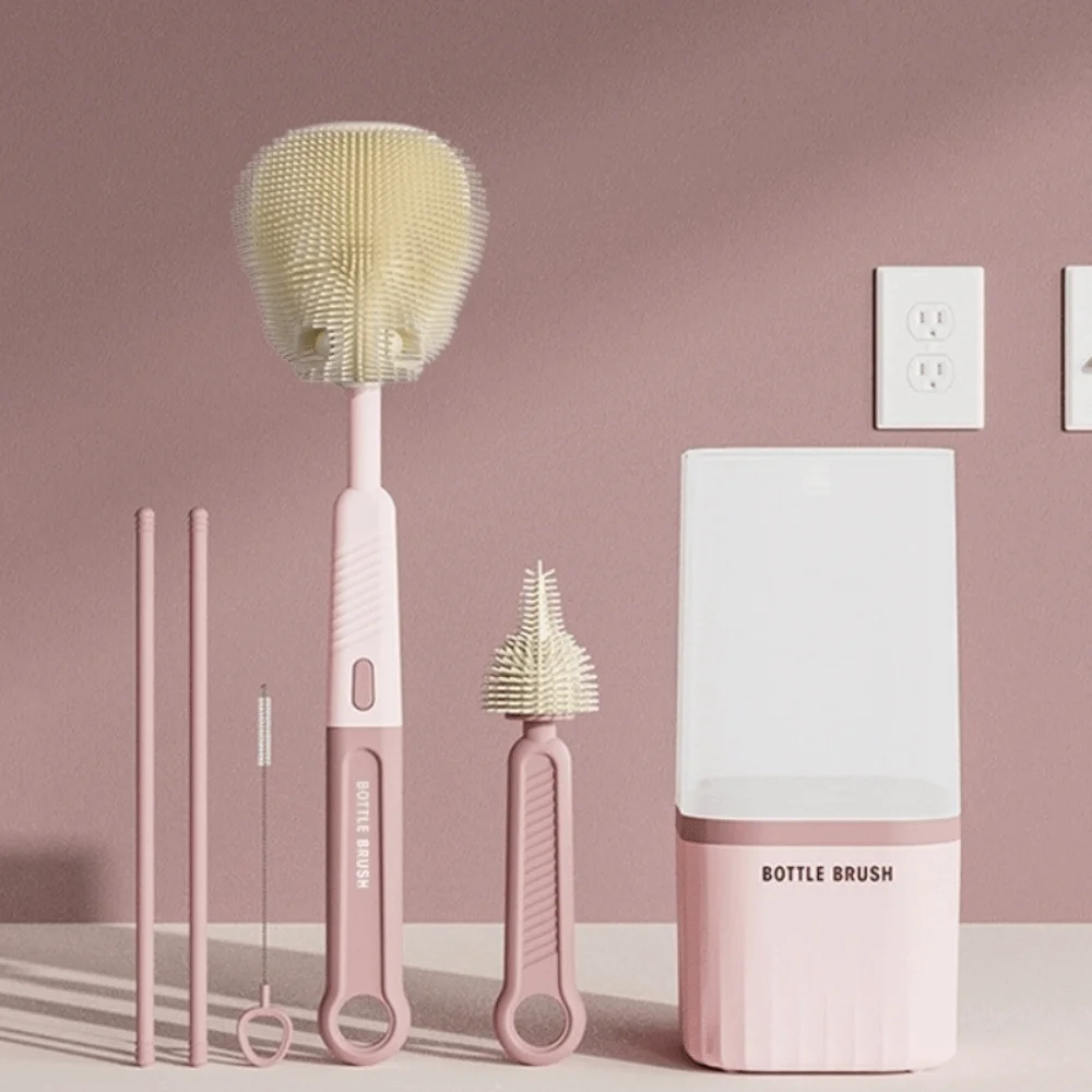 

6 шт./компл., многофункциональный набор щеток для чистки бутылочек с молоком, щетка-капельница, сливной кронштейн, набор щеток для детских сосков, анти-потерянный