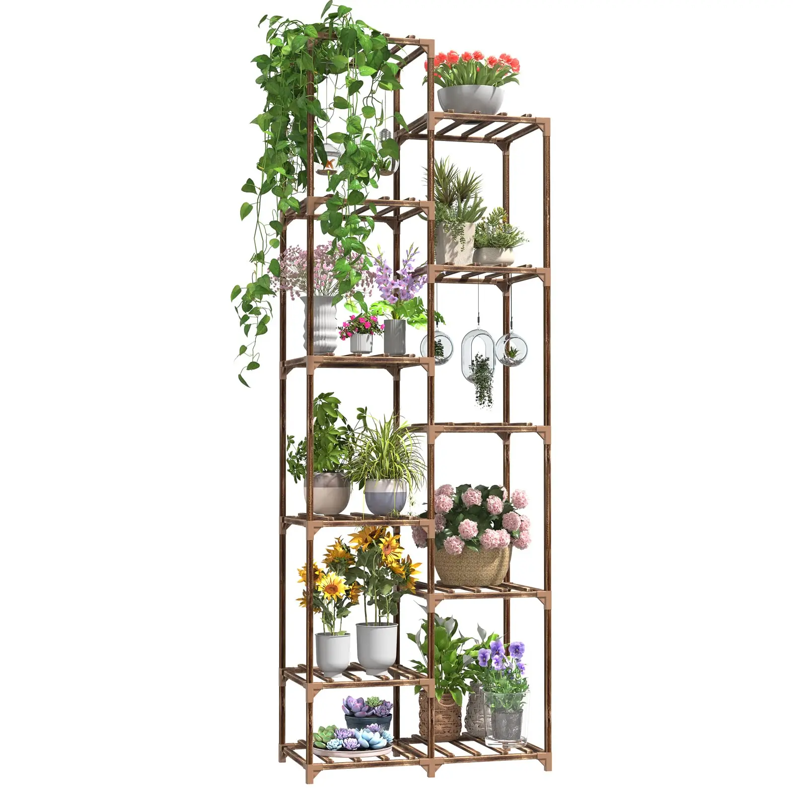 

Plant Shelf Wood Flower Rack Multiple Planter Shelves 11 Tiers Wood Garden Display Shelves Holder Pot Ladder for Living Roomprom