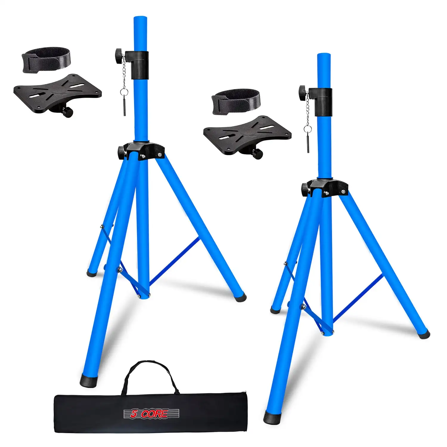 

5 Core Speaker Stand Tripod Floor Short Adjustable DJ Studio Monitor Stands Pole Mount SS HD 2PK SKY BLU 4FT BAG