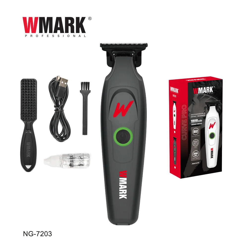 2025 WMARK NG-7203 7000RPM Hair Detail Trimmer, Hair Clipper Electric Hair Cutting Hair Cut, DLC Powder Metallurgy T-style Blade