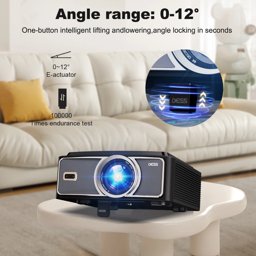 DESS 1080PフルHD新型プロジェクターLED 4KデュアルWiFi AndroidスマートTVプロジェクターホームシアター会議プロジェクターGoogleアシスタント