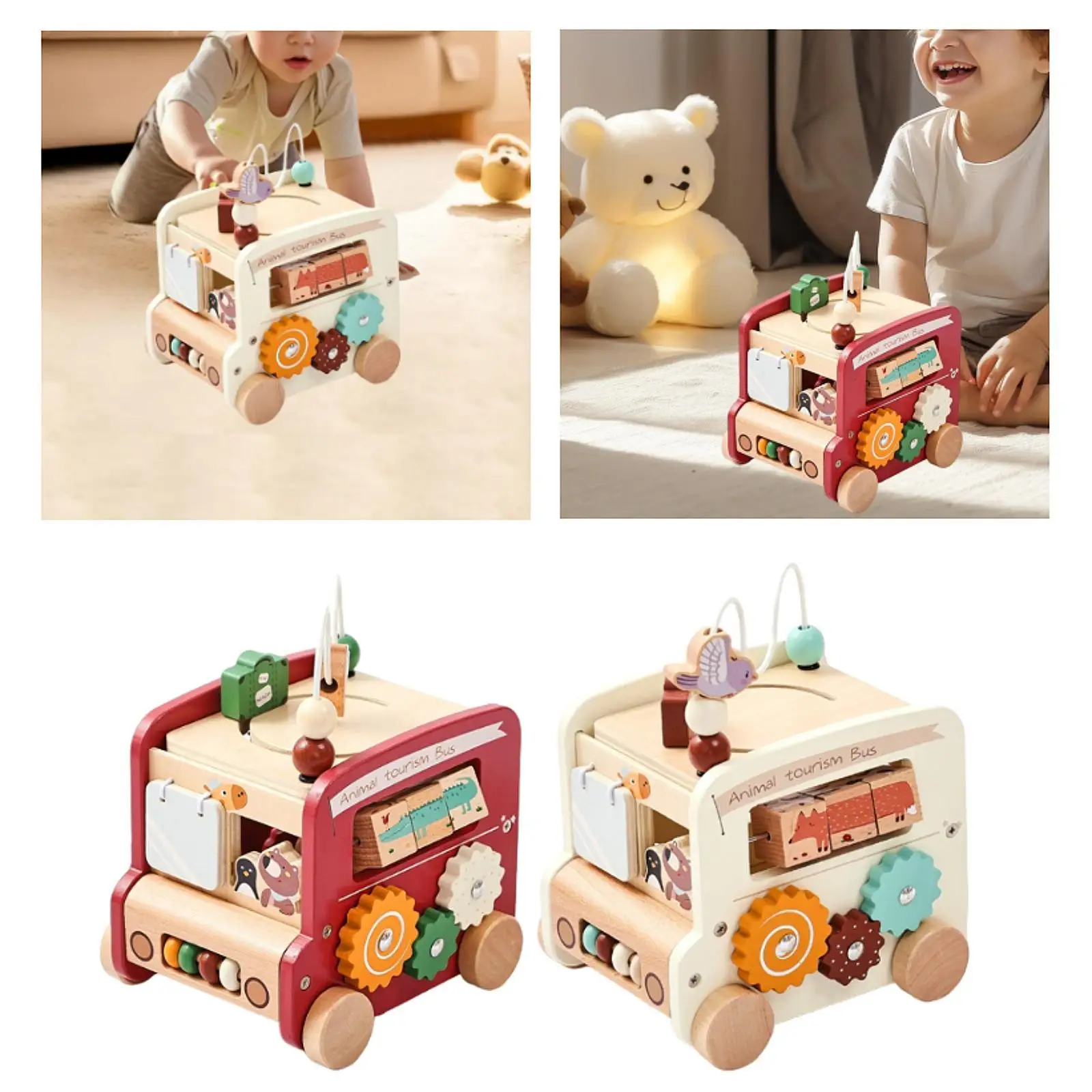 5-in-1-Busspielzeug, musikalisches Hämmerspielzeug, Babyspielzeug, Vorschul-Schlaginstrument, Spielzeug aus Holz, Xylophon für Kinder, Babys, Jungen und Mädchen