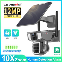 LS VISION Solar Powered Camera Wireless Outdoor Dual Screen 4G & wifi Multi-lens 2K 10x Zoom PIR Auto Tracking CCTV security Cam