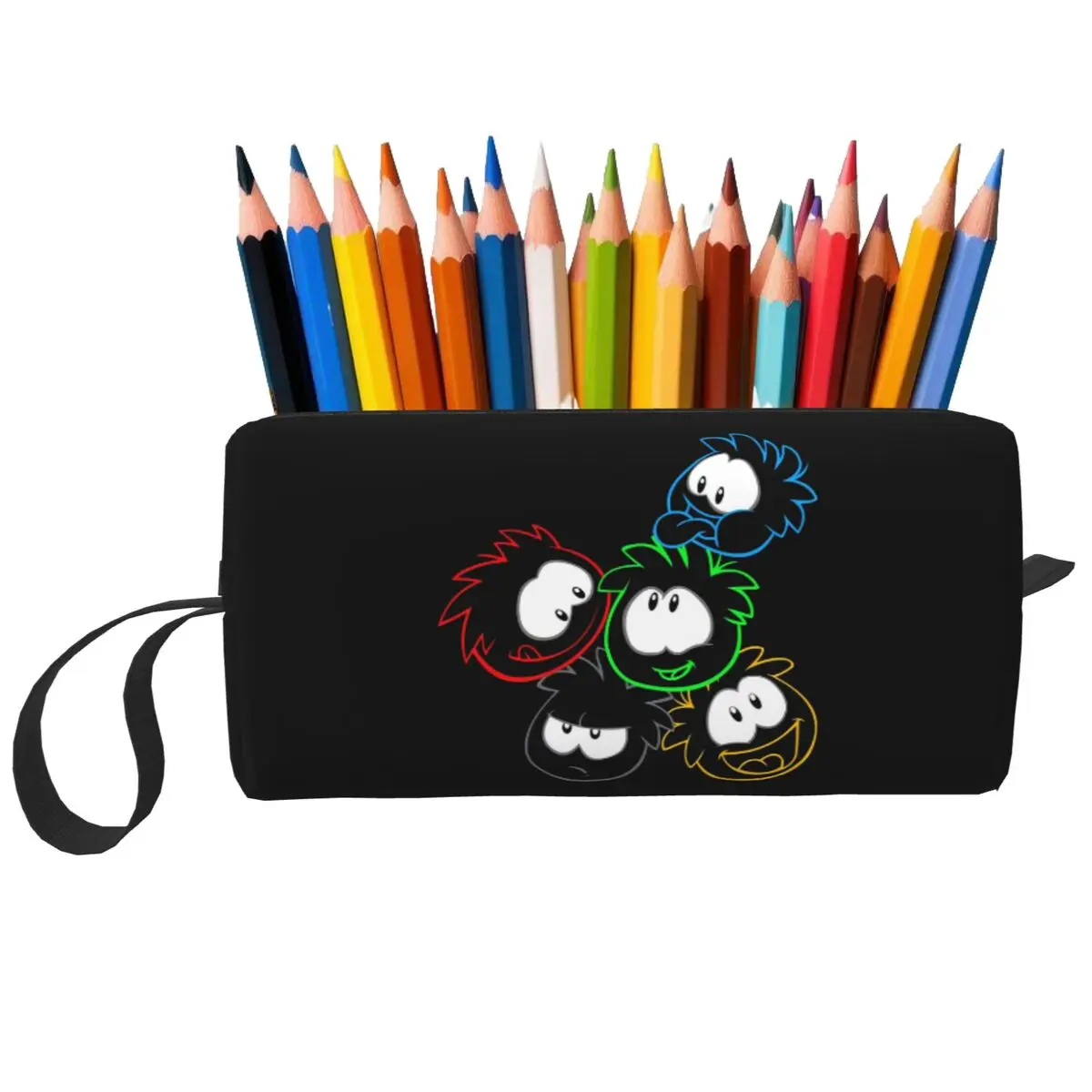 Estuche para lápices Club Penguin Puffle Group para estudiantes, caja para lápices, bolsa para lápices, suministros de papelería, bolsa de cosméticos para mujer